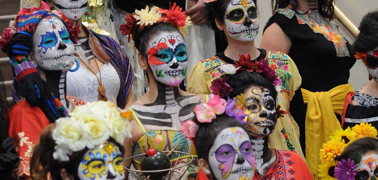 Group of children in day of the dead makeup at Eiteljorg Museum