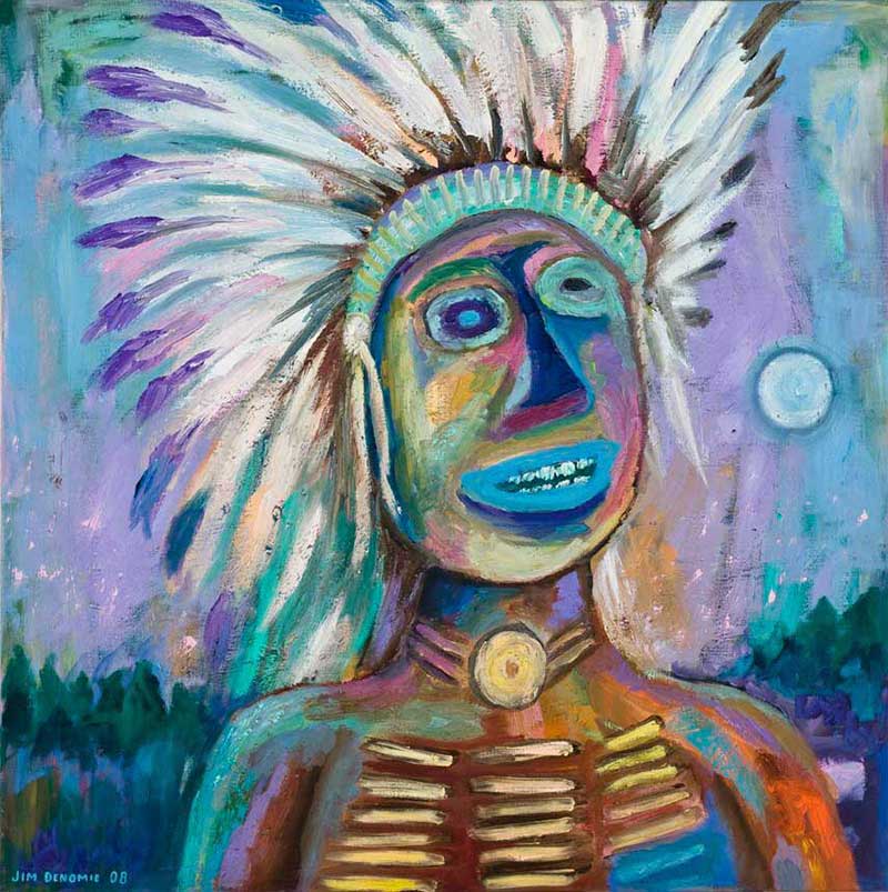 Jim Denomie, Ojibwe, born 1955, Blue Eyed Chief, 2008, Oil on canvas, Museum Purchase: Eiteljorg Fellowship