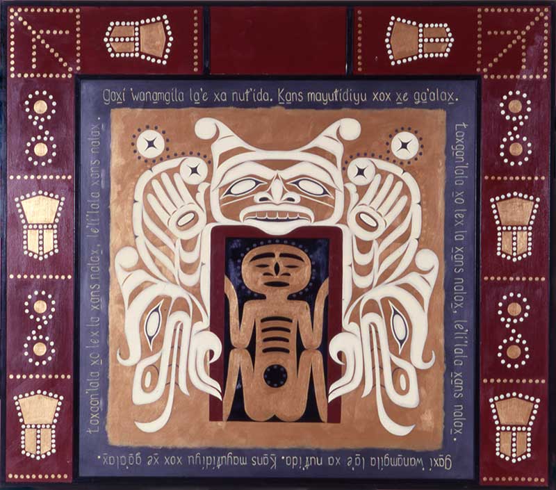 Marianne Nicolson (Kwakwaka’wakw, born 1969), The Entrance to Heaven, 1999, Acrylic on wood, Museum purchase with funds provided by E. Andrew Steffen