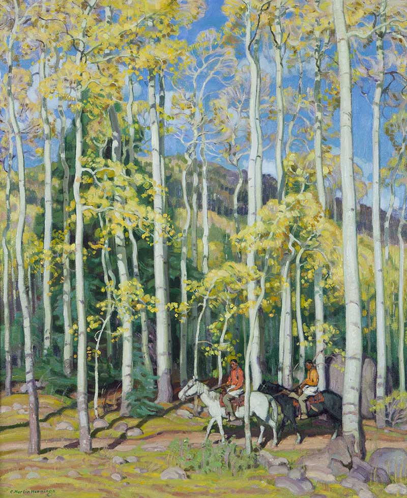 E. Martin Hennings (American, 1886 - 1956), Towering Aspen, Rio Hondo Canyon, New Mexico, n.d., Oil on canvas, Bequest of Kenneth S. "Bud" and Nancy Adams