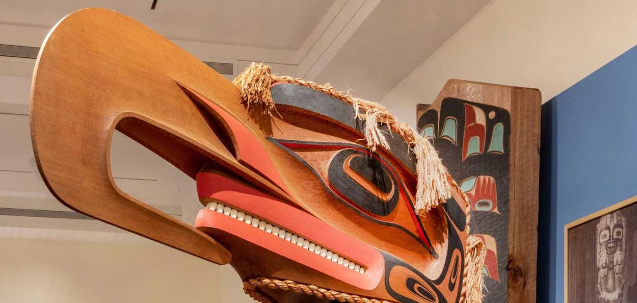 Indigenous wood carving of a bird head