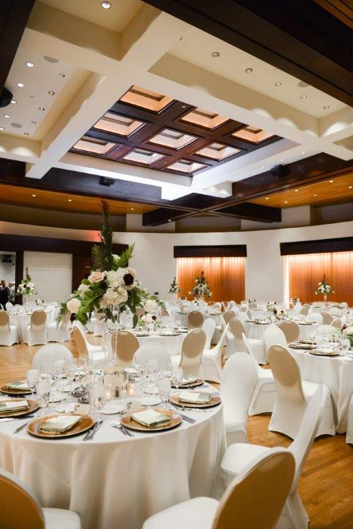 Eiteljorg ballroom set up for a wedding reception