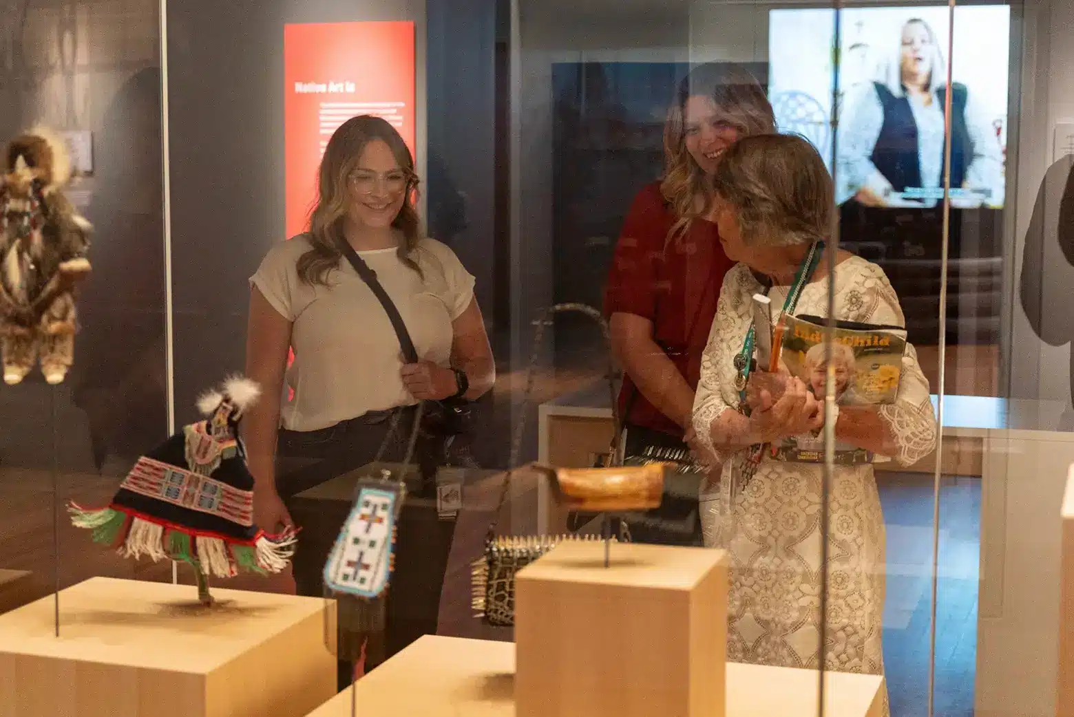 Two woman looking at exhibit at the Eiteljorg Museum