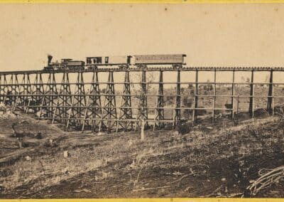 Alfred A. Hart Trestle bridge and train at Newcastle, No. 2, 1869 Central Pacific Railroad, now Union Pacific California State Library, 1528499